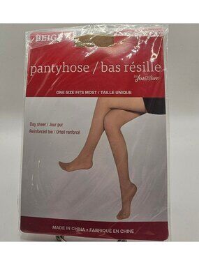 Beige Day Sheer Pantyhose By Juncture One Size Fits Most With Reinforced Toe